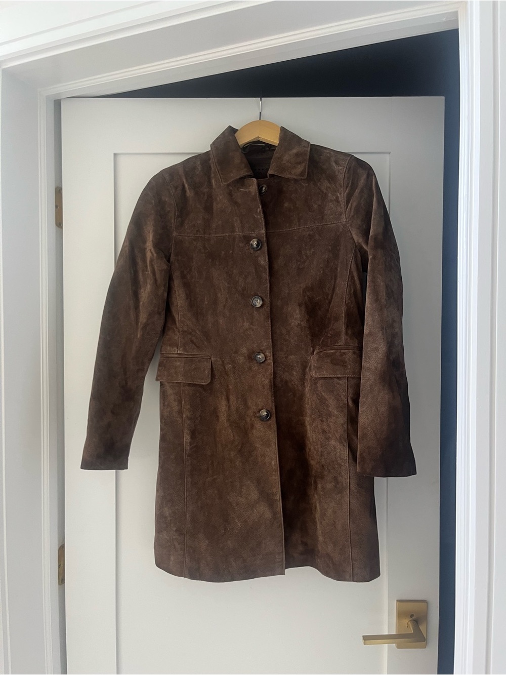 Blank NYC Brown Suede Button-Front Leather Jacket